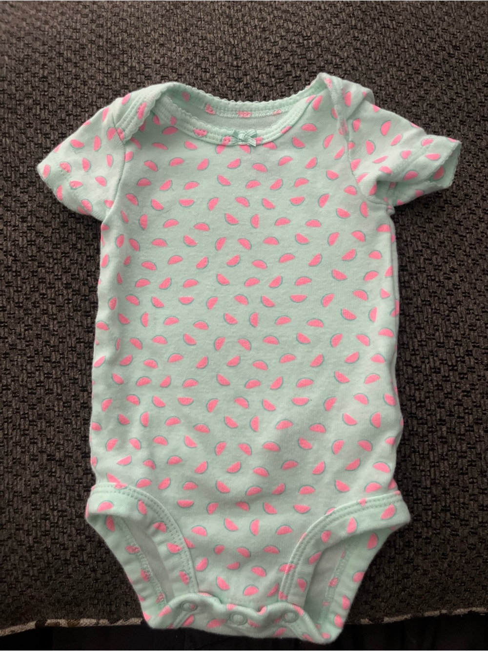 Mint Green Baby One-Piece with Pink Dot Pattern